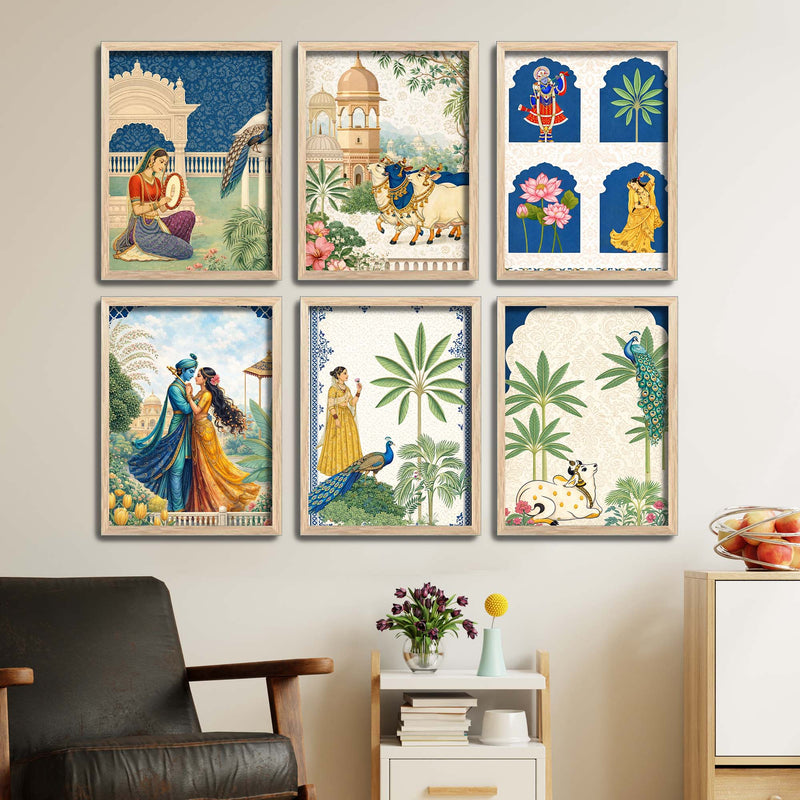 Vibrant Spiritual Wall Frame Set of Six for Cultural Decor