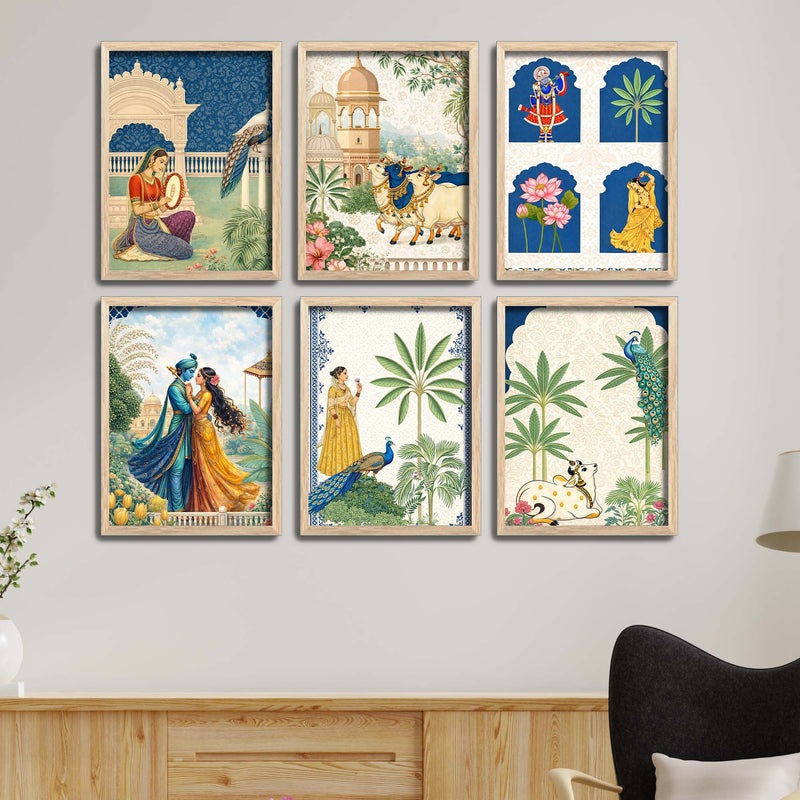 Vibrant Spiritual Wall Frame Set of Six for Cultural Decor