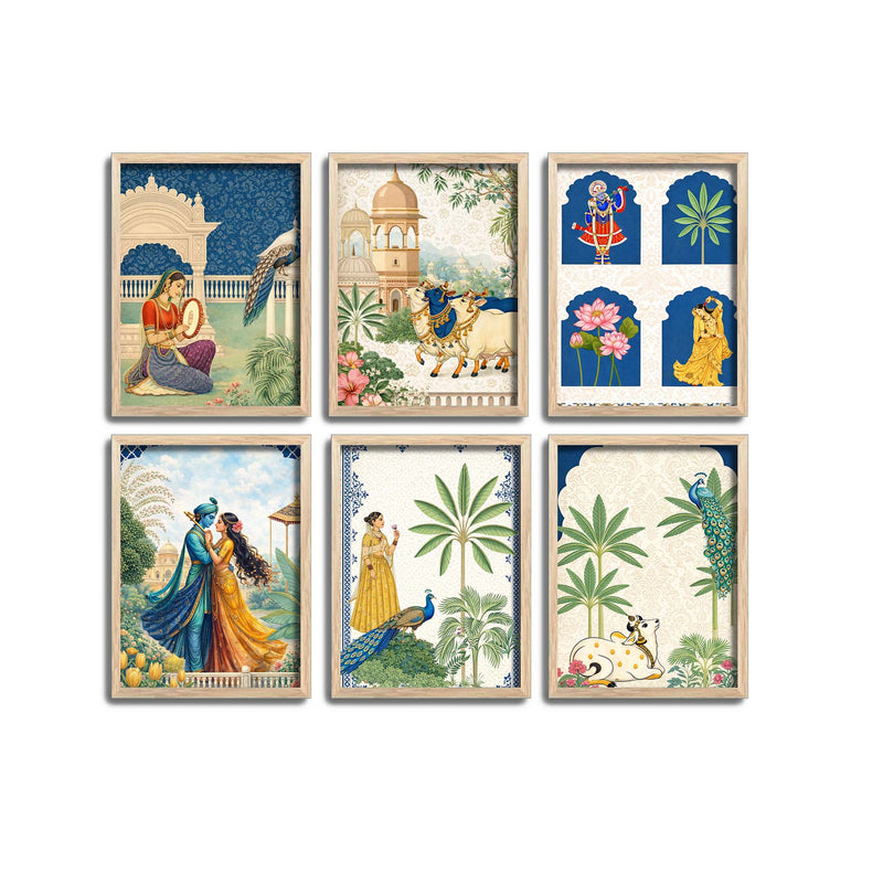 Vibrant Spiritual Wall Frame Set of Six for Cultural Decor