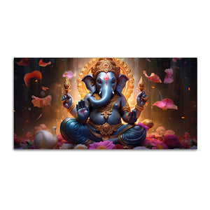 Vighnaharta Lord Ganpati Premium Canvas Wall Painting