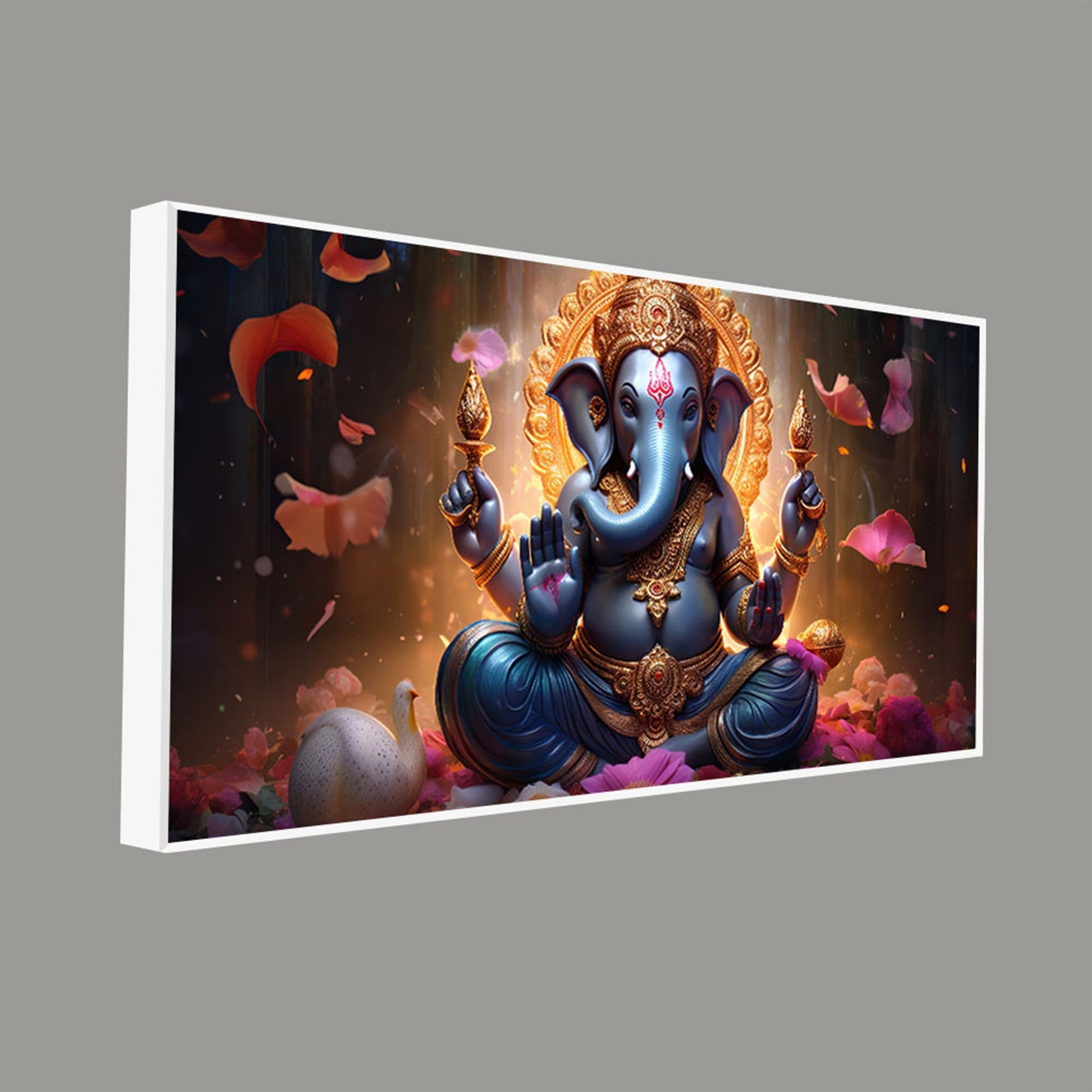 Vighnaharta Lord Ganpati Premium Canvas Wall Painting