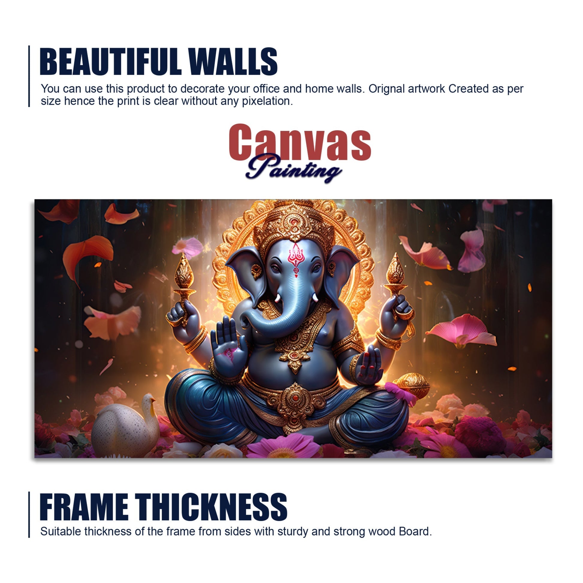 Vighnaharta Lord Ganpati Premium Canvas Wall Painting