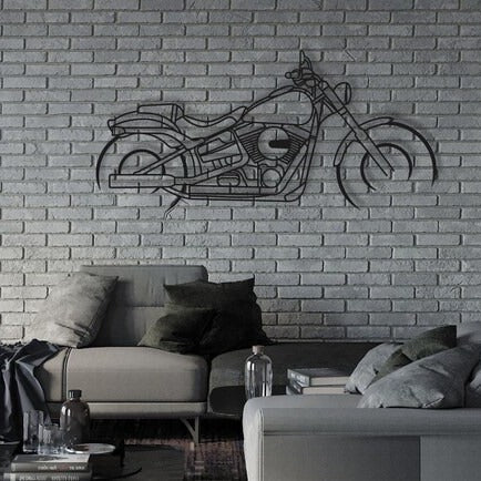Vintage Chopper Bike Metal Wall Art for Rider Room
