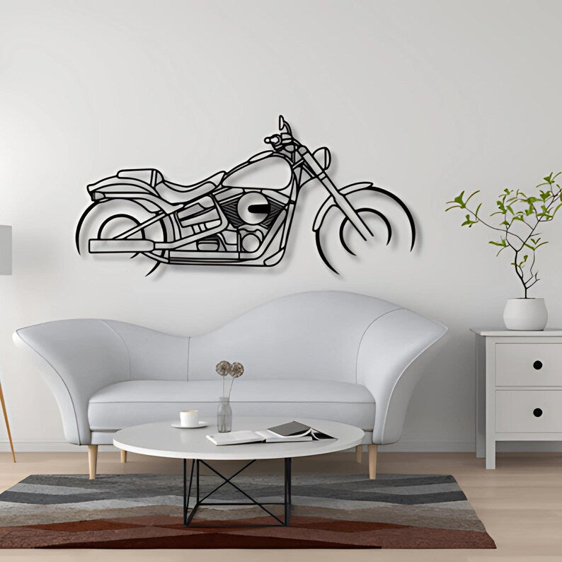 Vintage Chopper Bike Metal Wall Art for Rider Room