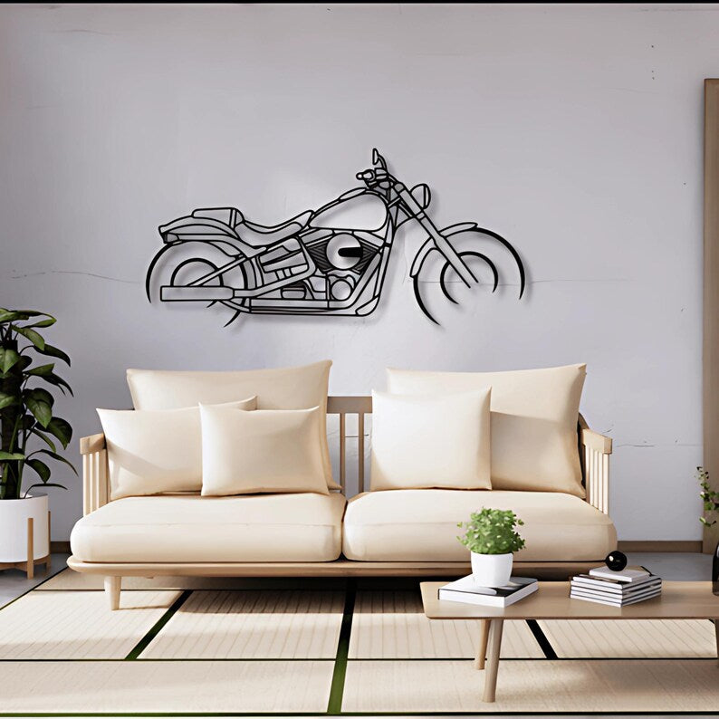Vintage Chopper Bike Metal Wall Art for Rider Room