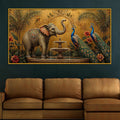 Vintage Elephant and Peacock Floating Frame Crystal Wall Painting