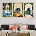 Vintage Indian Radha Krishna Canvas Wall Painting Set of Three