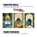 Vintage Indian Radha Krishna Canvas Wall Painting Set of Three