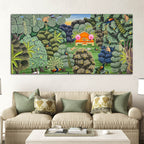 Vintage Peacocks Indian Palace Garden Canvas Wall Painting for Home