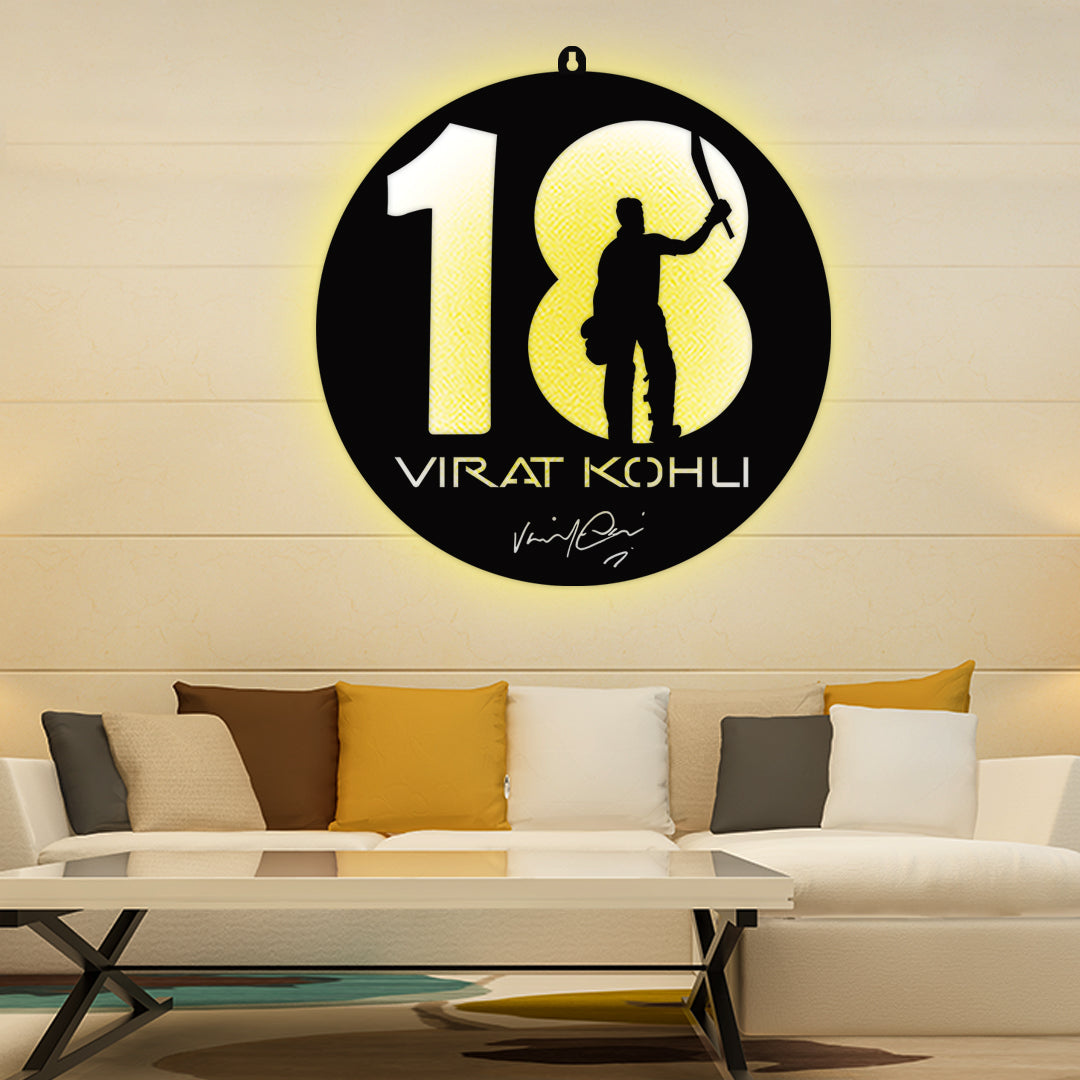 Virat Kohli 18 LED Wall Art Light for Cricket Fan Wall Decor
