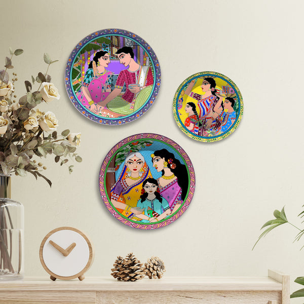Voices of Tradition Folk Style Premium Wall Plates Painting Set of 3