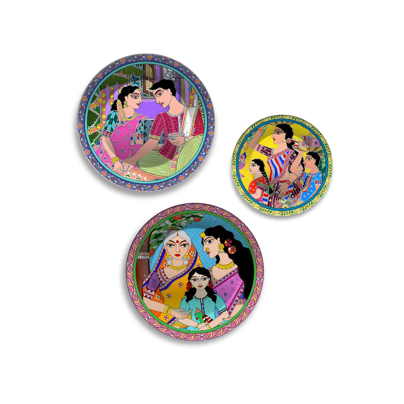 Voices of Tradition Folk Style Premium Wall Plates Painting Set of 3