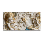 Vrindavan Krishna Leela 3D Canvas Wall Painting