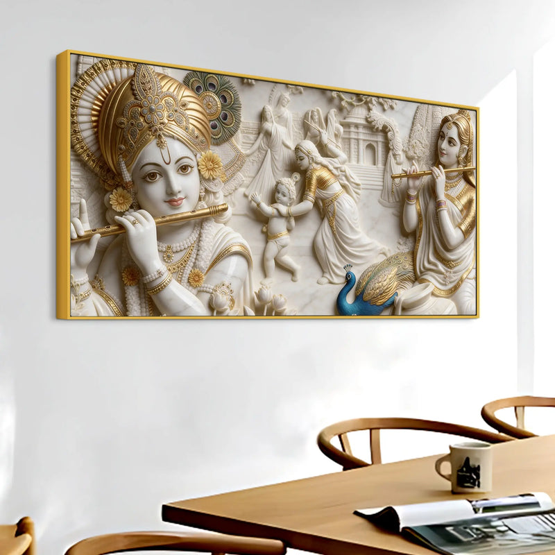 Vrindavan Krishna Leela 3D Canvas Wall Painting