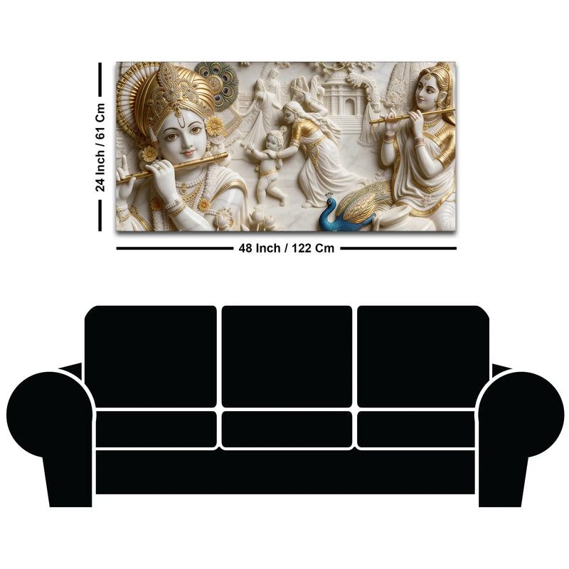 Vrindavan Krishna Leela 3D Canvas Wall Painting