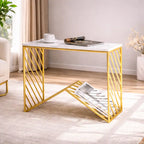 W-Base White Marble Top Console Table