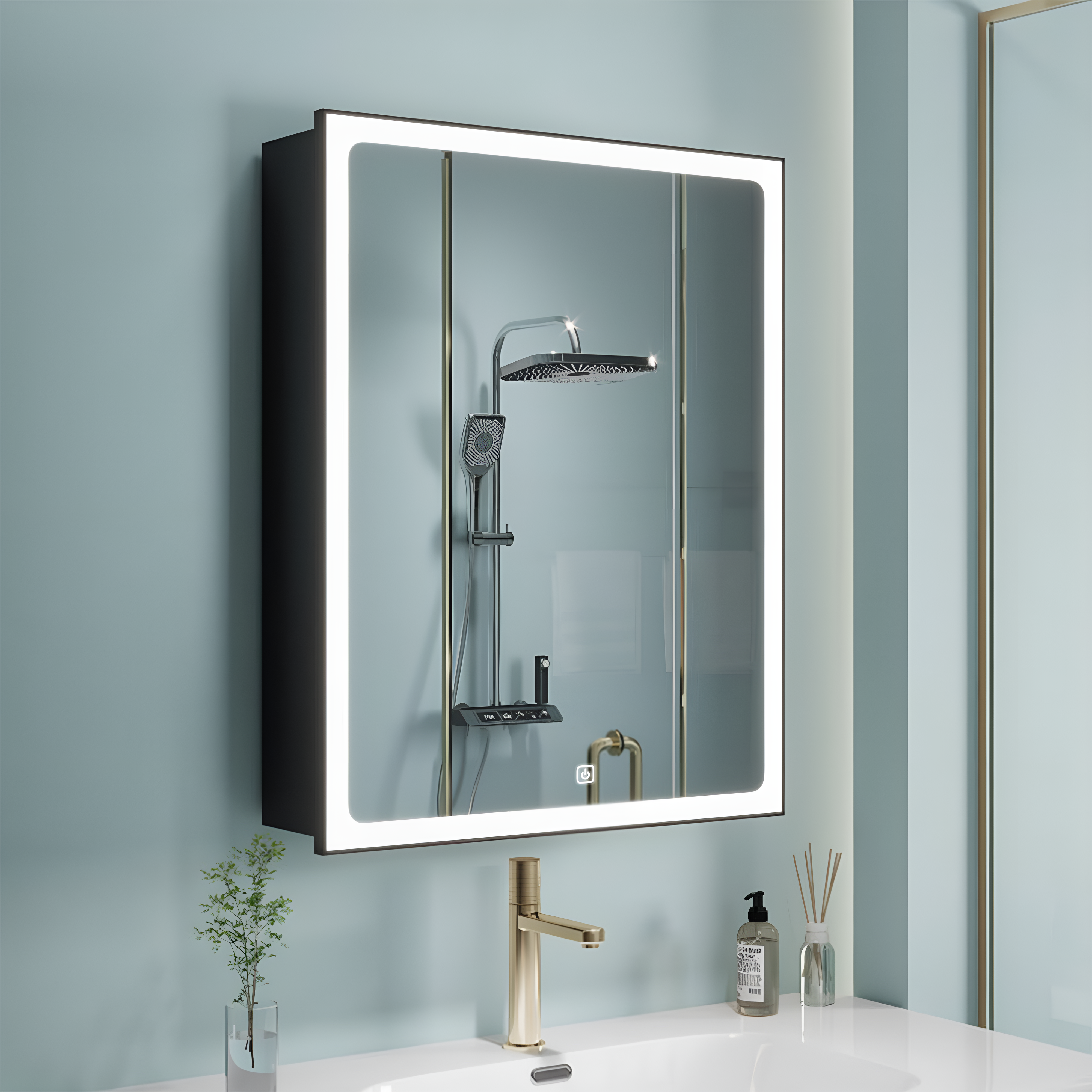 Wall Mounted Bathroom Cabinet Mirror with Backlit LED Design