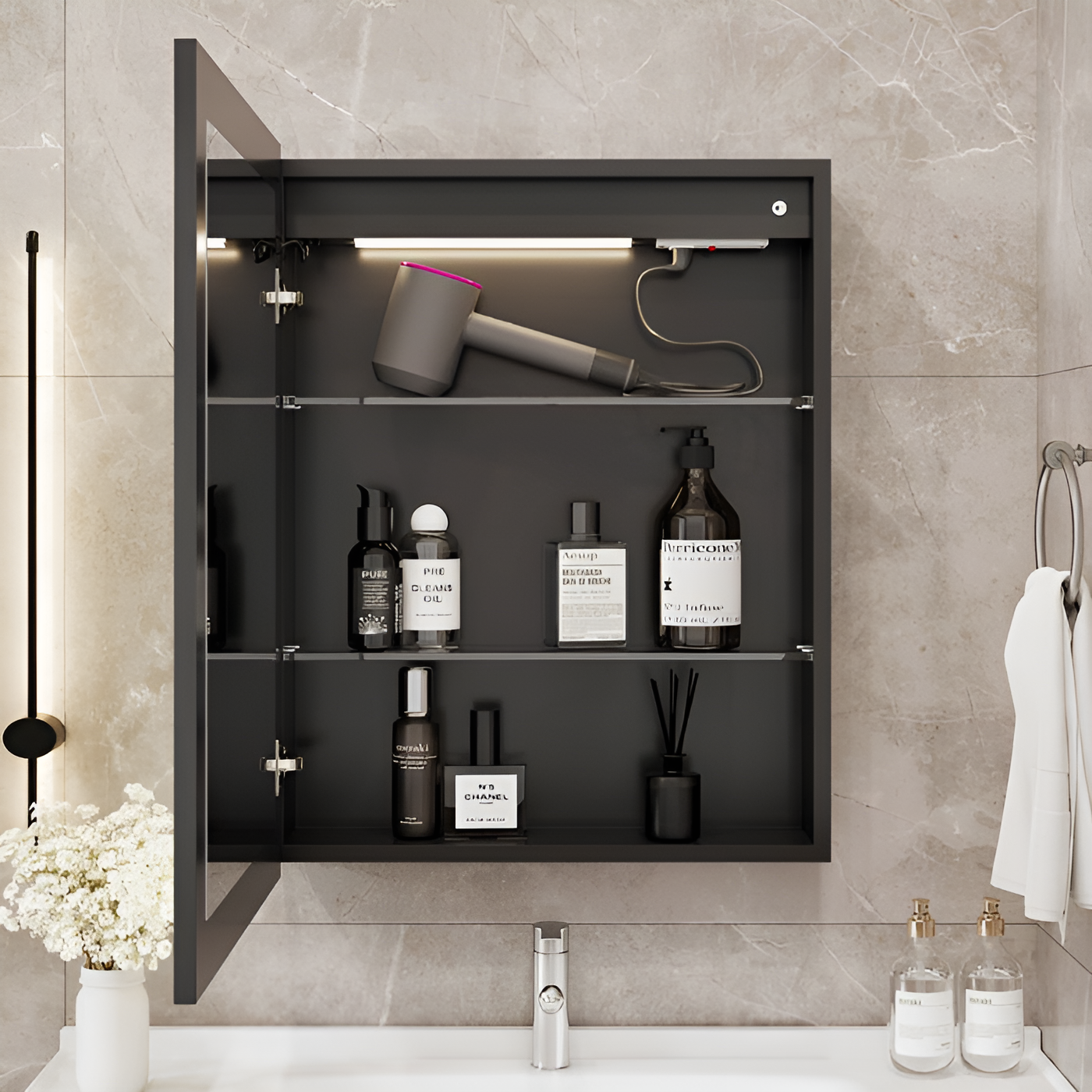 Wall Mounted Bathroom Cabinet Mirror with Backlit LED Design
