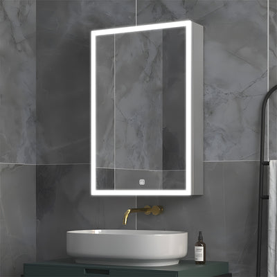 Wall Mounted Bathroom Cabinet Mirror with Bright LED Frame Light