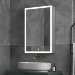 Wall Mounted Bathroom Cabinet Mirror with Bright LED Frame Light
