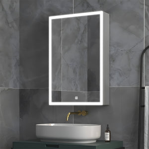 Wall Mounted Bathroom Cabinet Mirror with Bright LED Frame Light