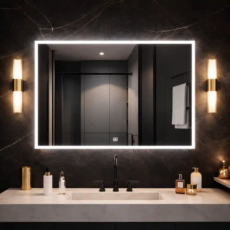 Wall Mounted Bathroom Cabinet Mirror with Sleek LED Border