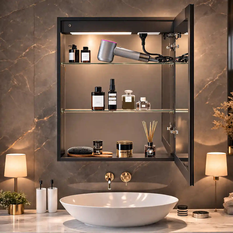 Wall Mounted Bathroom Mirror Cabinet with LED Light