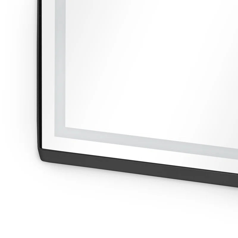 Wall-Mounted Hexagon Mirror with LED Light and Storage Shelves