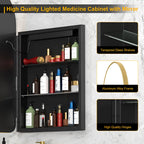 Wall Mounted LED Mirror Cabinet with Curved Design and Gold Trim
