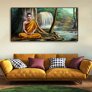 Wall Painting of Lord Buddha with Nature Background