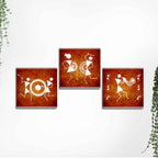 Warli Folk Art Wall Hanging Painting Set of Three