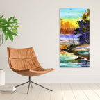 Water Color Landscape of Beautiful Scenery Trees Canvas Wall Painting