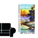 Water Color Landscape of Beautiful Scenery Trees Canvas Wall Painting