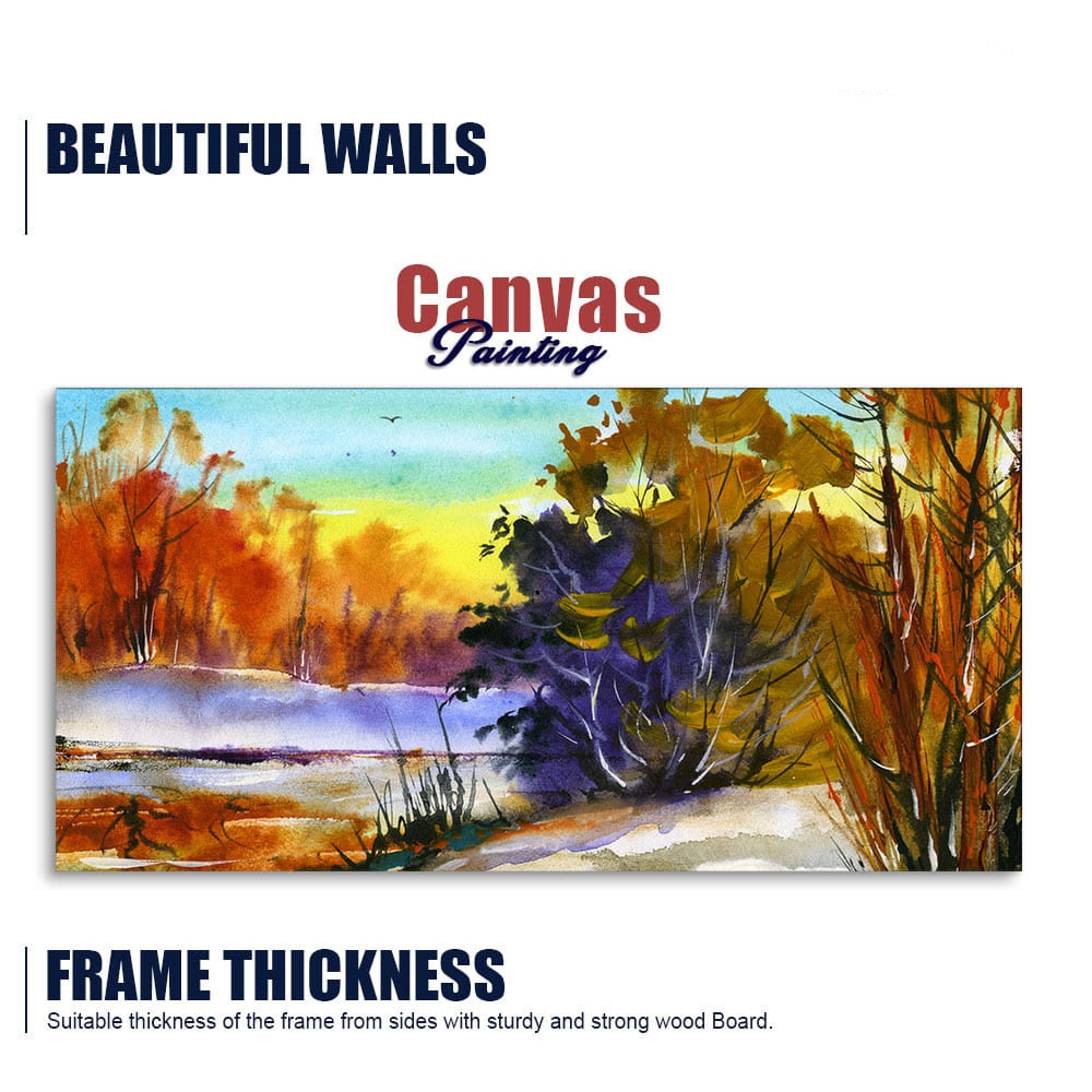 Water Color Landscape of Beautiful Trees Canvas Wall Painting