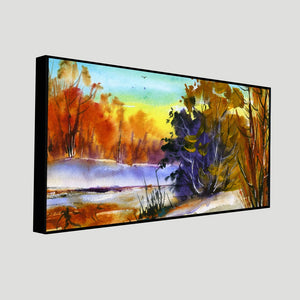 Water Color Landscape of Beautiful Trees Canvas Wall Painting