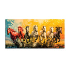 Watercolor Art of Seven Running Horses Wall Painting