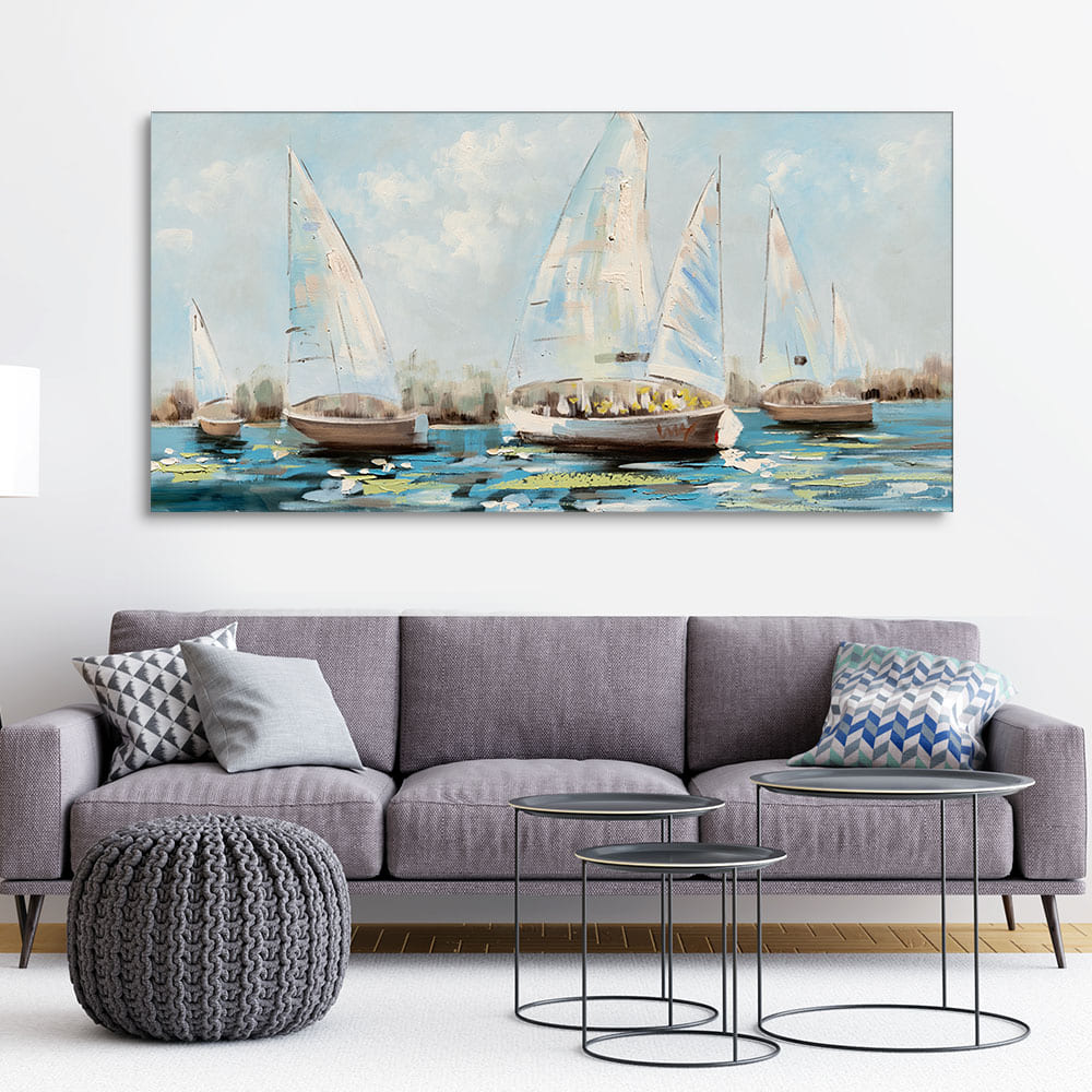 Watercolor Painting of Sailing Boats Canvas Wall Painting
