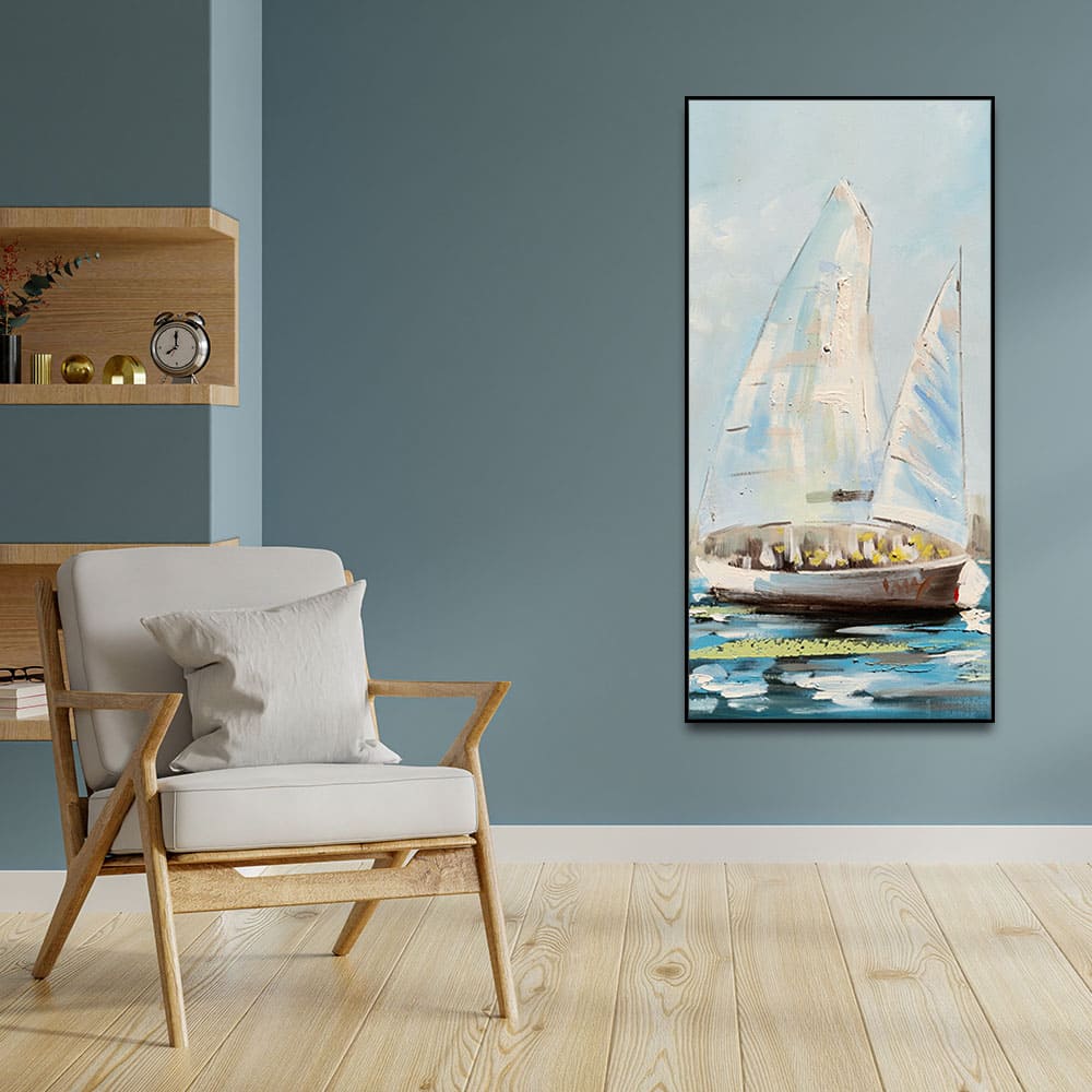 Watercolor Painting of Sailing Boats Premium Canvas Wall Painting