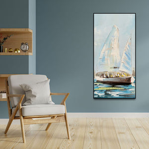 Watercolor Painting of Sailing Boats Premium Canvas Wall Painting