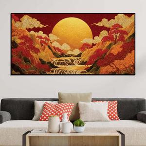 Waterfall Mountain Abstract Canvas Wall Painting for Living Room