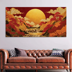Waterfall Mountain Abstract Canvas Wall Painting for Living Room