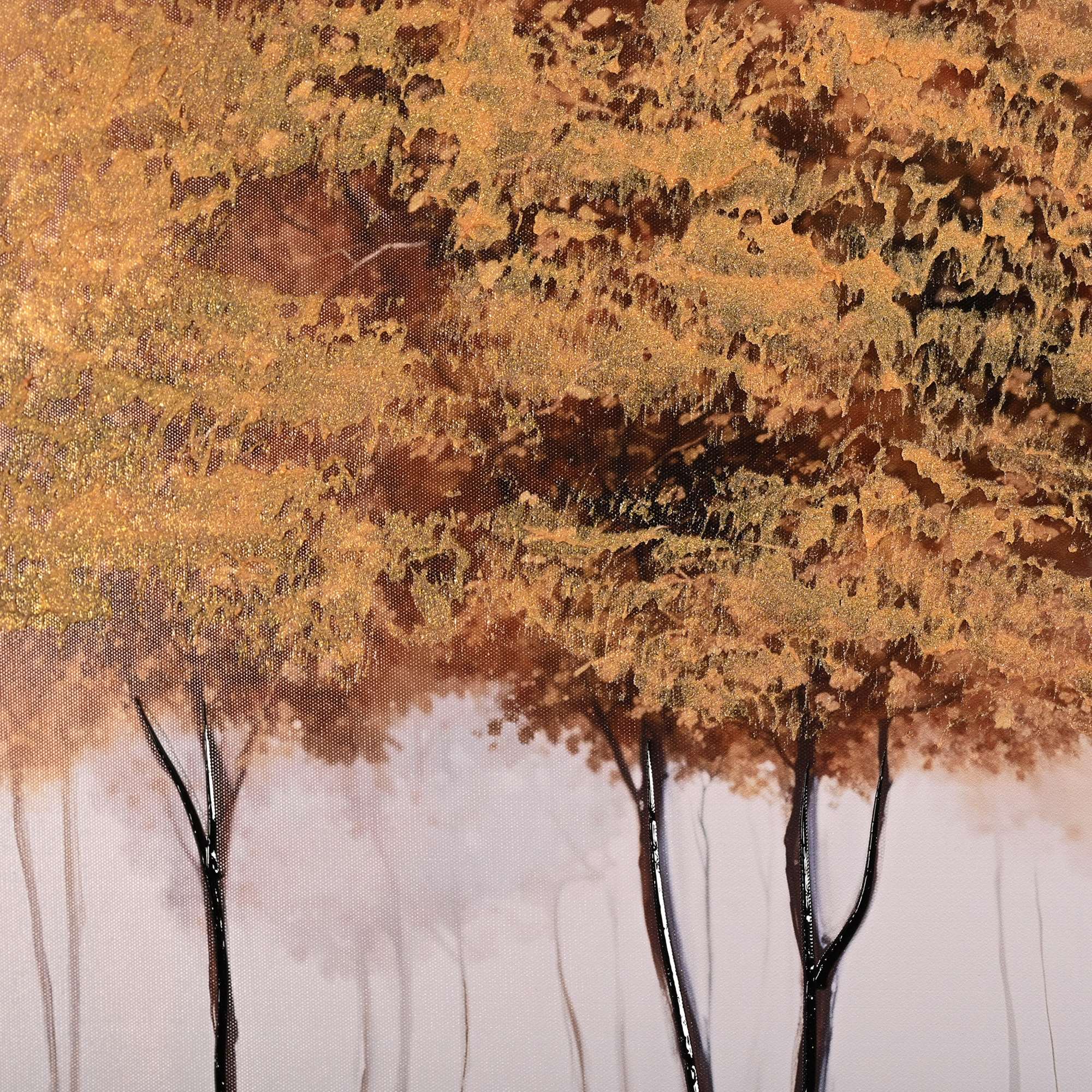 Whispering Trees Hand Painted Wall Painting with Floating Frame