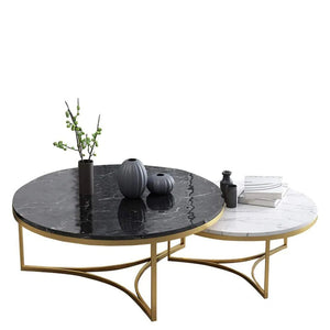 White &  Black Cisco Marble Nesting Table Set of 2