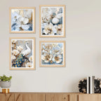 White Blossom Wall Art Frame Set of 4