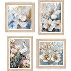 White Blossom Wall Art Frame Set of 4