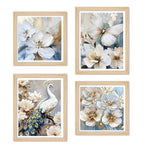 White Blossom Wall Art Frame Set of 4