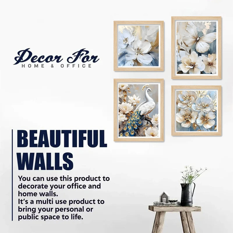White Blossom Wall Art Frame Set of 4