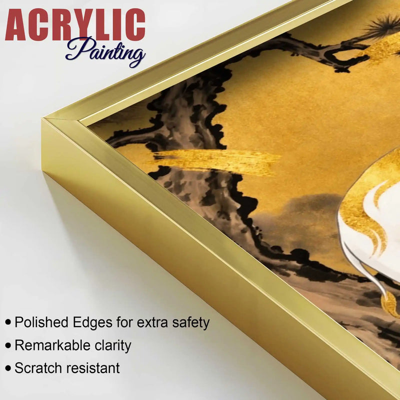 White Elephant Horse & Deer Floating Acrylic Wall Painting Set of 3