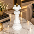 White & Gold Lotus Pillar Showpiece for Home Decor