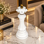 White & Gold Lotus Pillar Showpiece for Home Decor